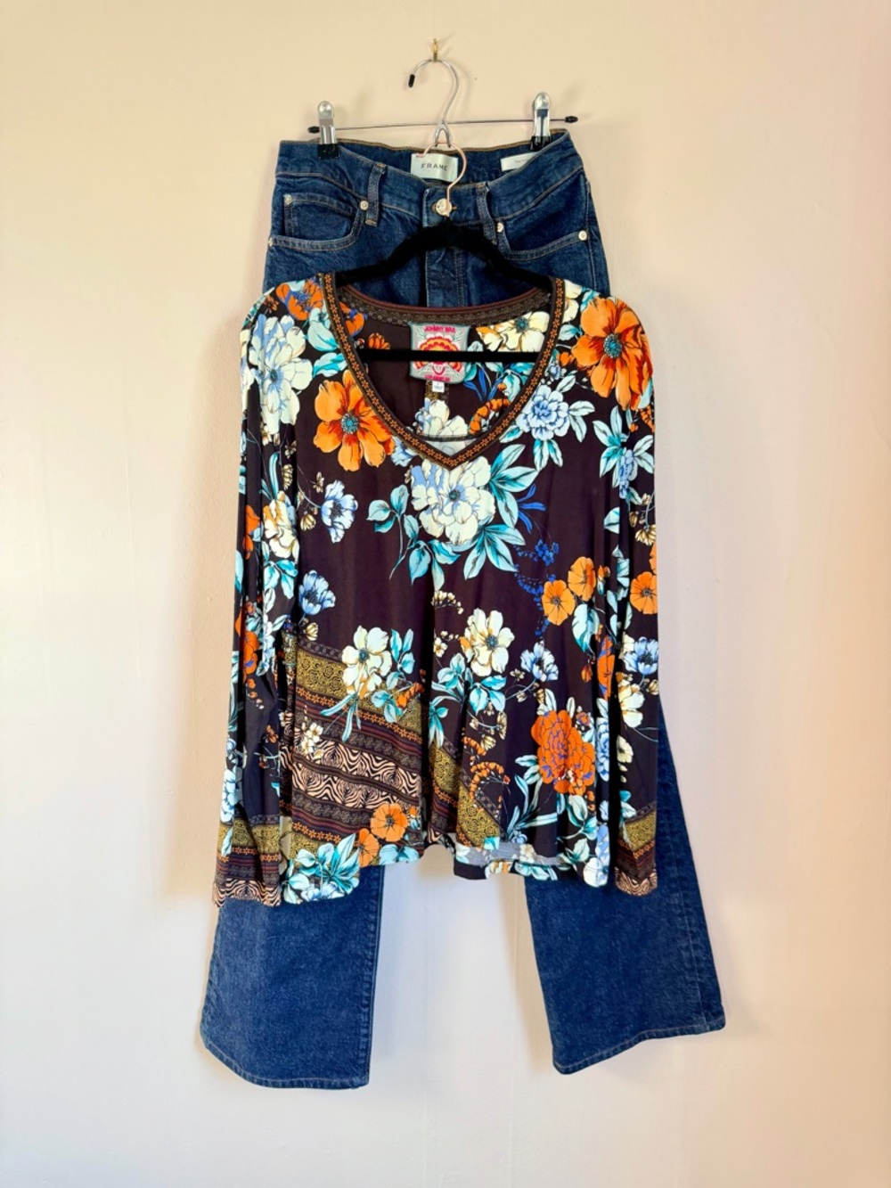 Johnny Was Golden Spring Favorite Floral Long Sleeve Top Bamboo Blend Boho Large - Picture 2 of 10